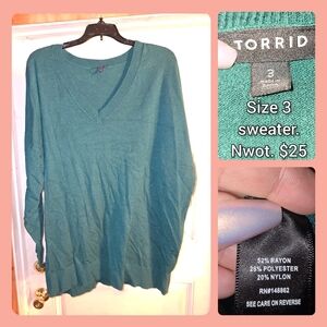 Torrid Teal V-Neck Sweater